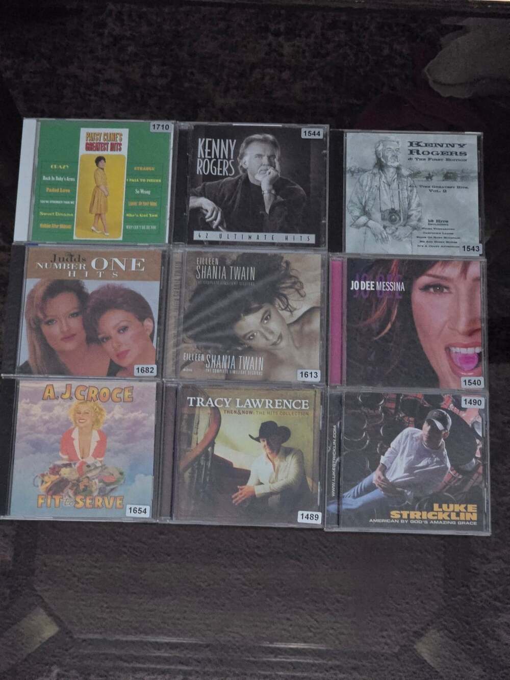 Country 9 CD Lot Patsy Cline Kenny Rogers Shania Twain The Judds Greatest Hits